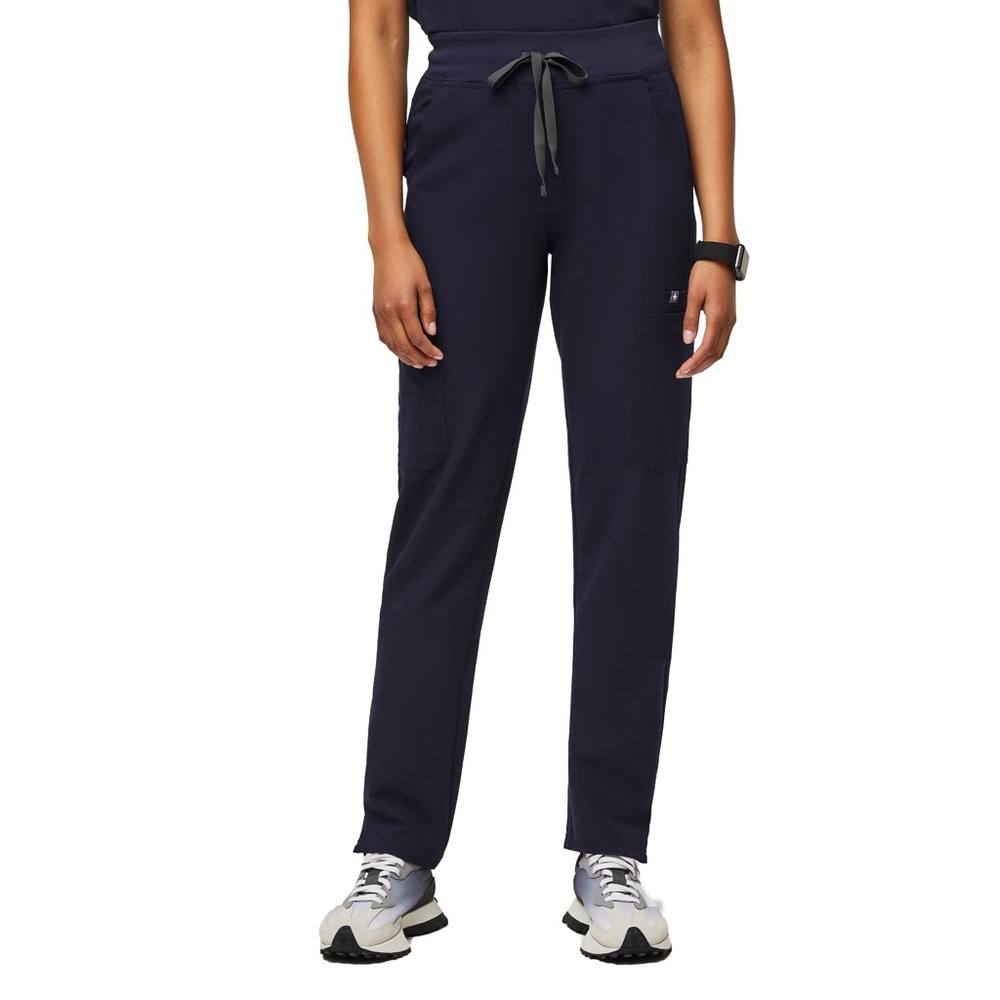 Figs Womens High Waisted Yola 2.0 Scrub Pants in Navy Size Large Tall